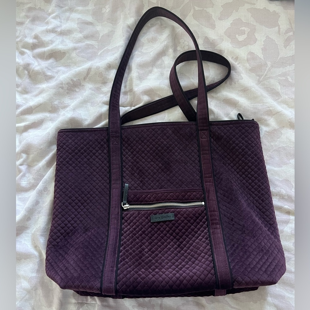 Vera Bradley Vera large velvet tote blackberry wine